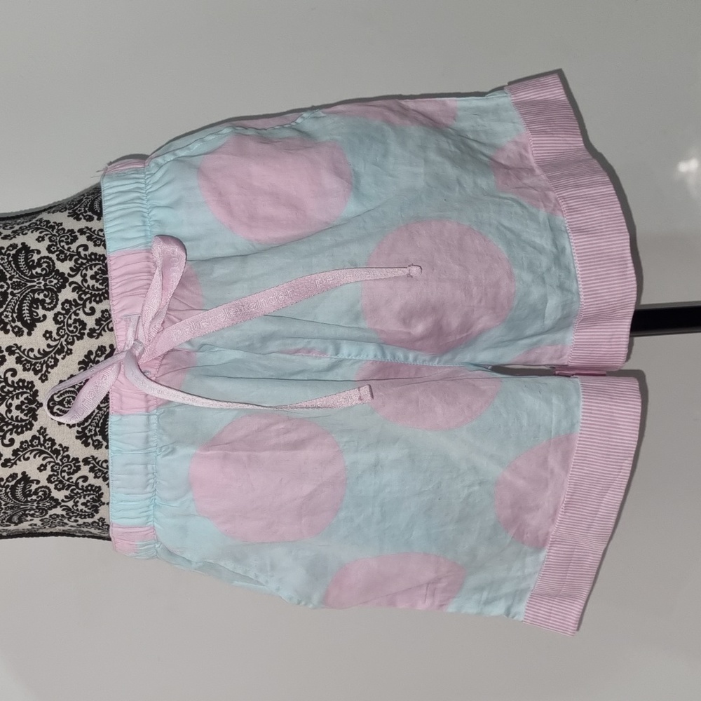 Peter Alexander pale blue shorts, pale pink polka,pockets, elastic waist, size L - Picture 1 of 7